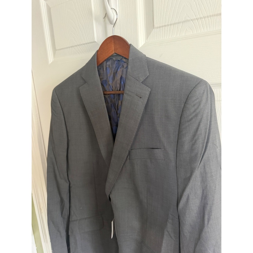 Indochino Mens Gray Two Button Tailored‎ Blazer Jacket Blue Polka Dot Lining 42R - Picture 2 of 11